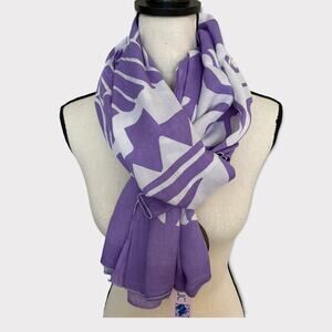 Mango Republic Large Purple/White Print Scarf / Beach Cover Up / Wrap
